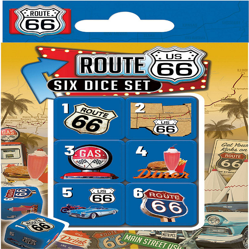 MasterPieces Route 66 - 6 Piece D6 Gaming Dice Set Ages 6 and Up Image