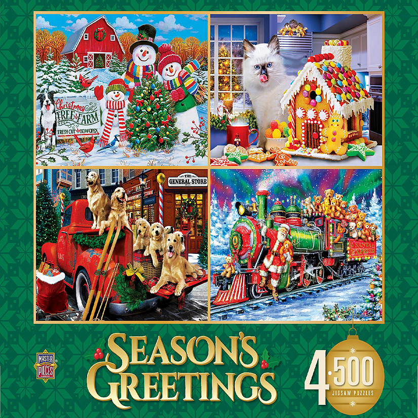 MasterPieces Season's Greetings - 500 Piece Jigsaw Puzzles 4-Pack Image