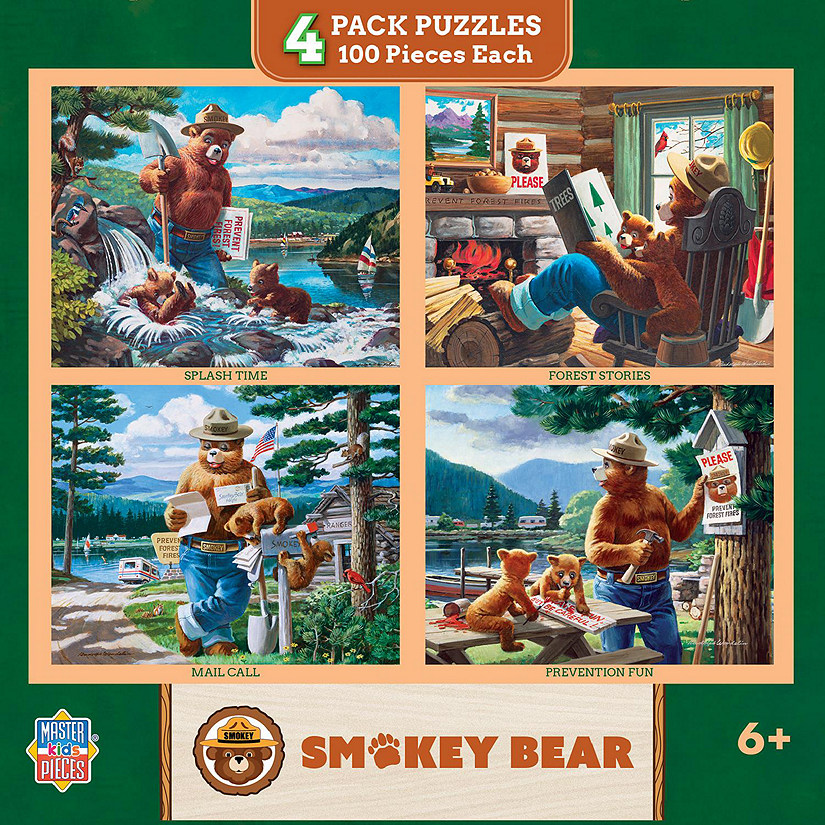 MasterPieces Smokey Bear 4-Pack 100 Piece Jigsaw Puzzles for Kids Image