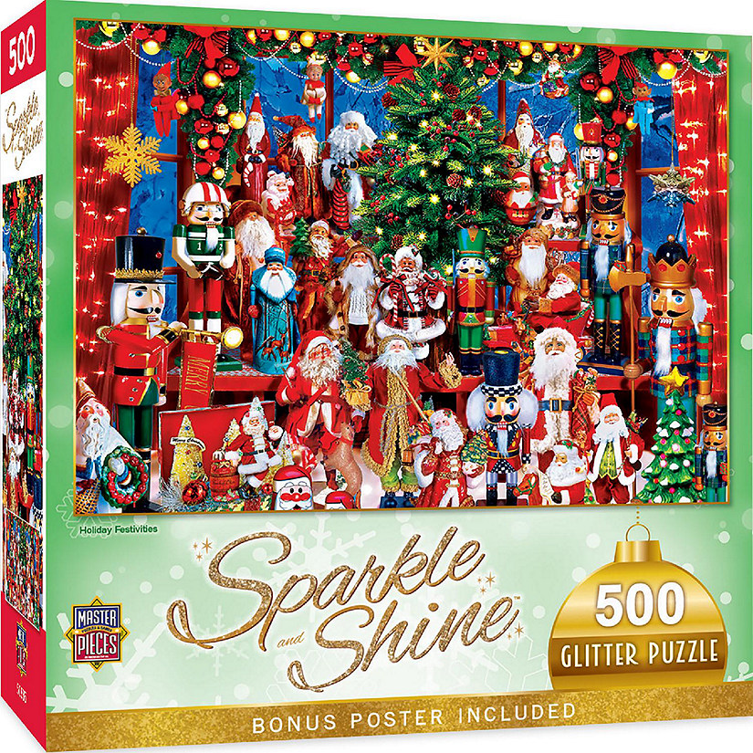 MasterPieces Sparkle & Shine - Holiday Festivities 500 Piece Glitter Puzzle Image
