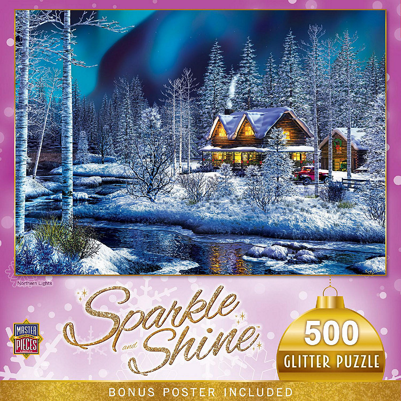 MasterPieces Sparkle & Shine - Northern Lights 500 Piece Glitter Puzzle Image