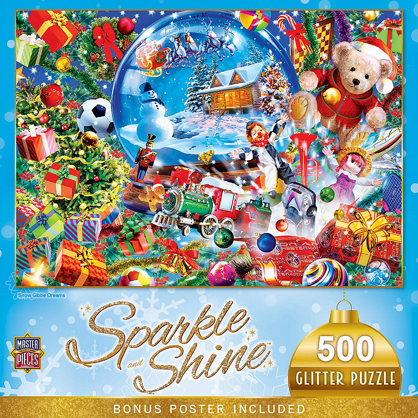 MasterPieces Sparkle & Shine - Snow Globe Dreams 500 Piece Glitter Puzzle Image
