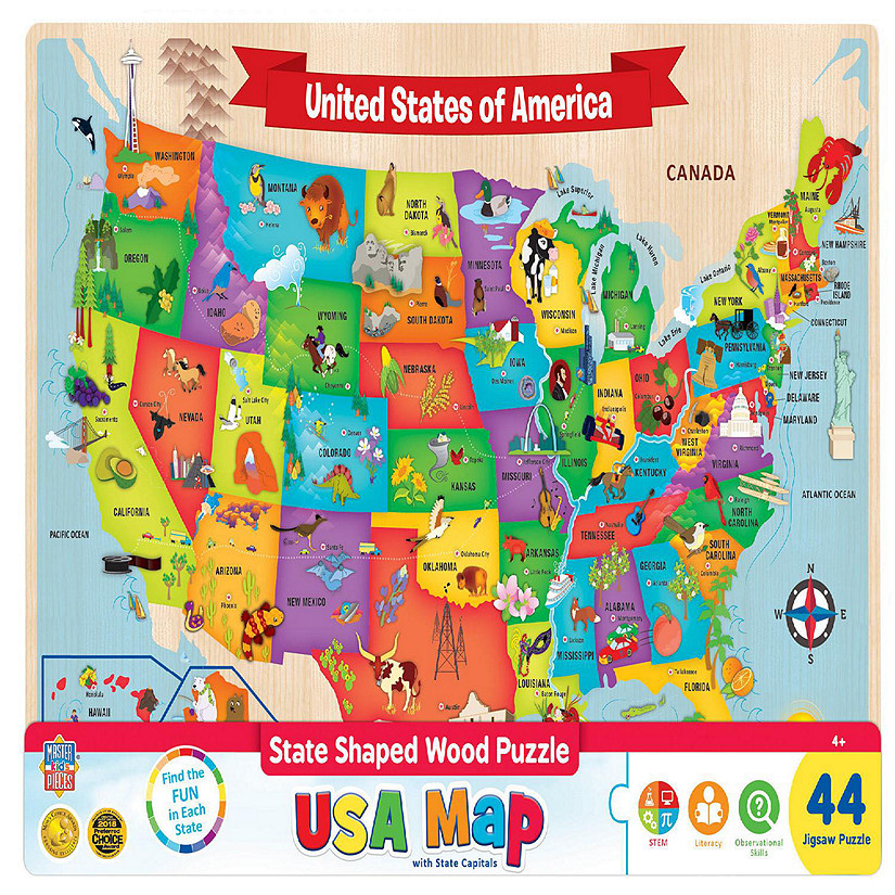 MasterPieces USA Map - 44 Piece Wood Jigsaw Puzzle for kids Image