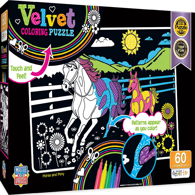 MasterPieces Velvet Coloring - Horse & Pony 60 Piece Jigsaw Puzzle Image