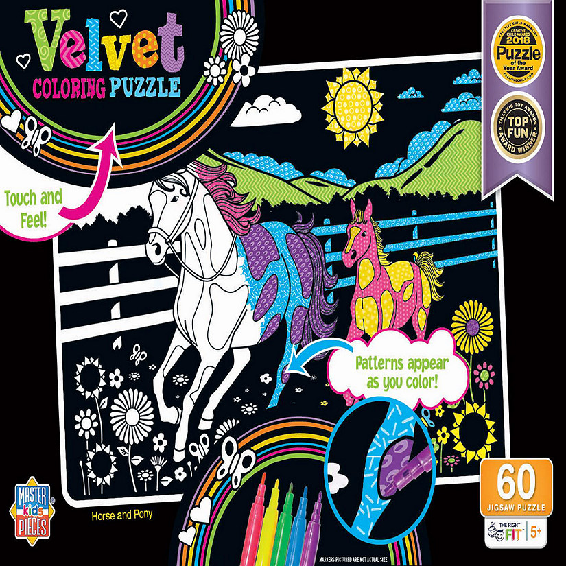 MasterPieces Velvet Coloring - Horse & Pony 60 Piece Jigsaw Puzzle Image