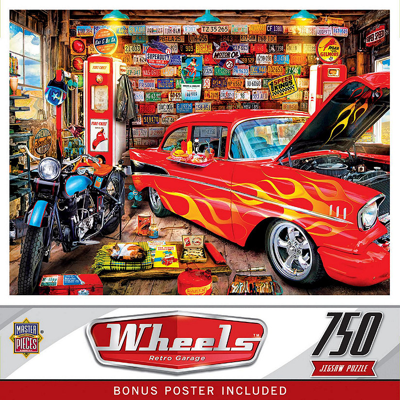 MasterPieces Wheels - Retro Garage 750 Piece Jigsaw Puzzle for Adults Image
