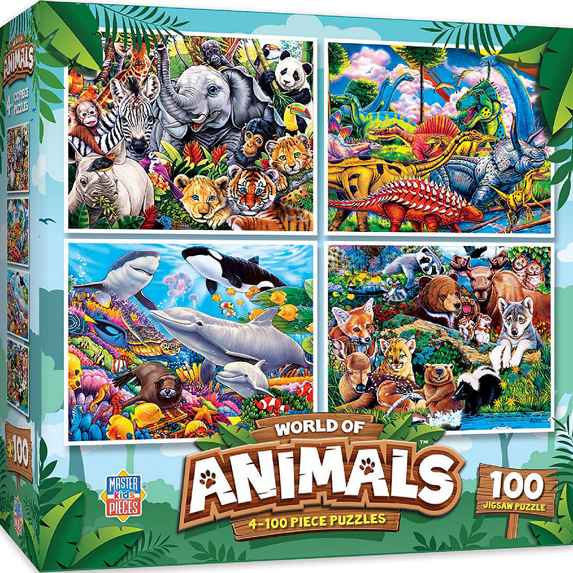 MasterPieces World of Animals 4-Pack 100 Piece Jigsaw Puzzles Image