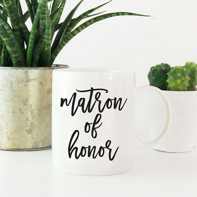 Matron of Honor Black Calligraphy Mug Image
