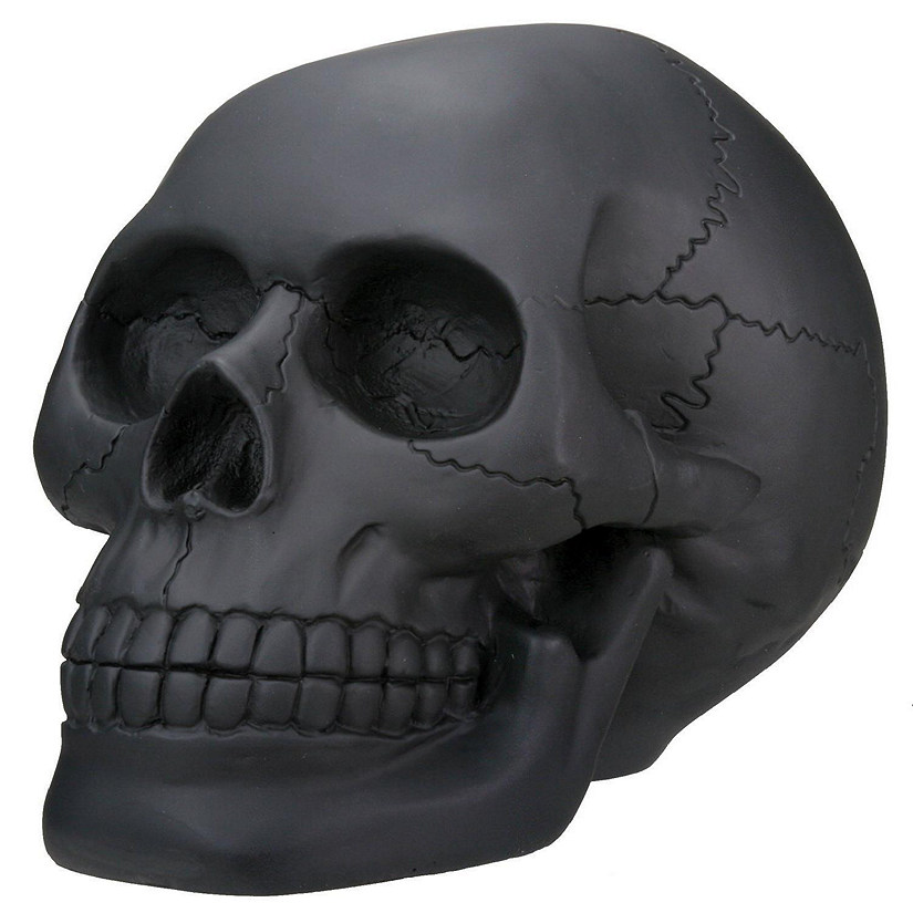 Matte Black Human Skull Halloween Figurine Gothic Skeleton Decoration New Image