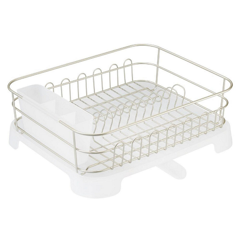 mDesign Alloy Steel Sink Dish Drying Rack Holder w/Plastic Swivel Spout  Drainboard Tray - Dish Rack/Dish Drainer Storage Organizer for Kitchen  Counter