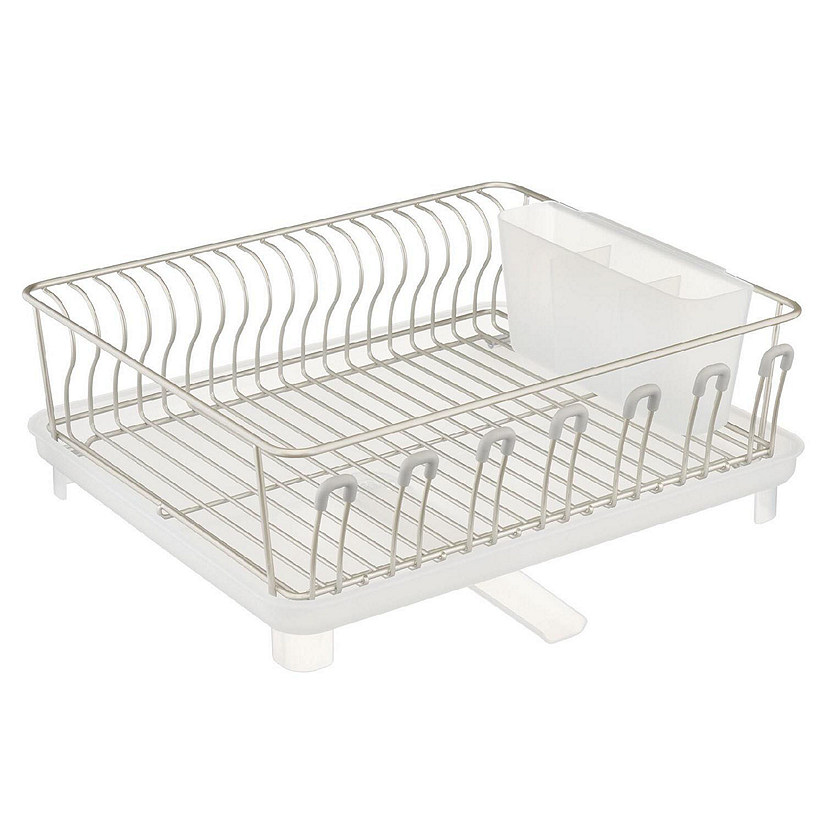 mDesign Large Kitchen Dish Drying Rack with Adjustable Swivel Spout - Bronze