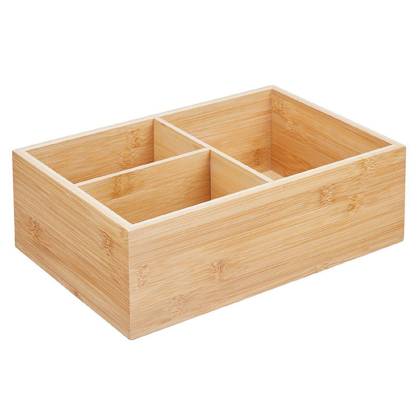 mDesign Bamboo Wood Kitchen Drawer Organizer Tray Bins - Set of 5 - Natural