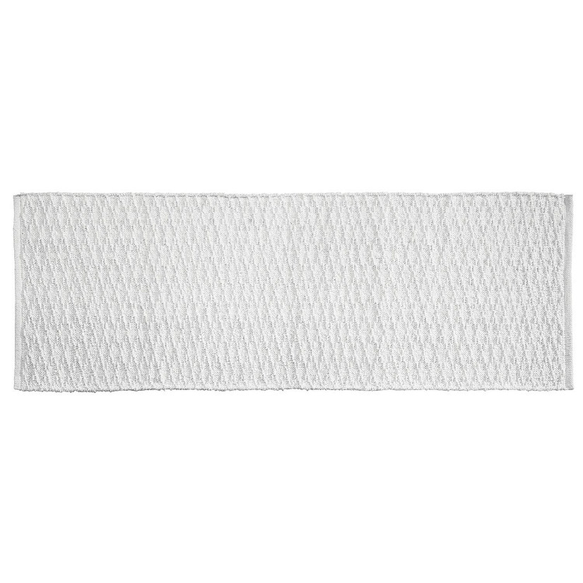 mDesign Bathroom Cotton Rectangular Rug, Long Runner, 60" x 21" White