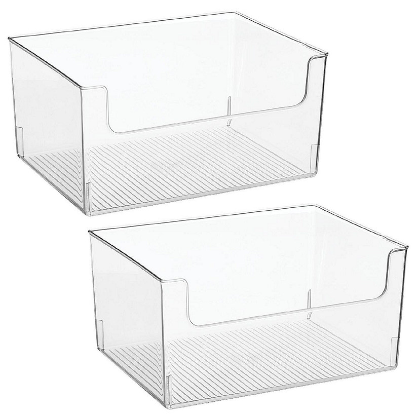 mDesign Plastic Household Storage Organizer Bins with Open Front, Clear 