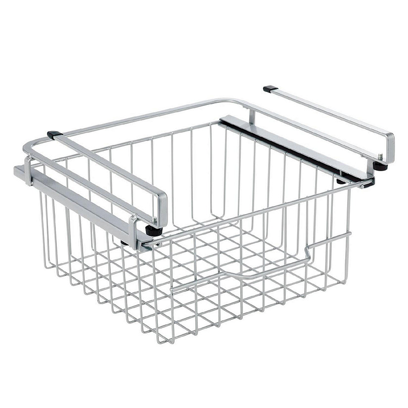 mDesign Compact Hanging Pullout Drawer Basket Sliding Shelf Organizer