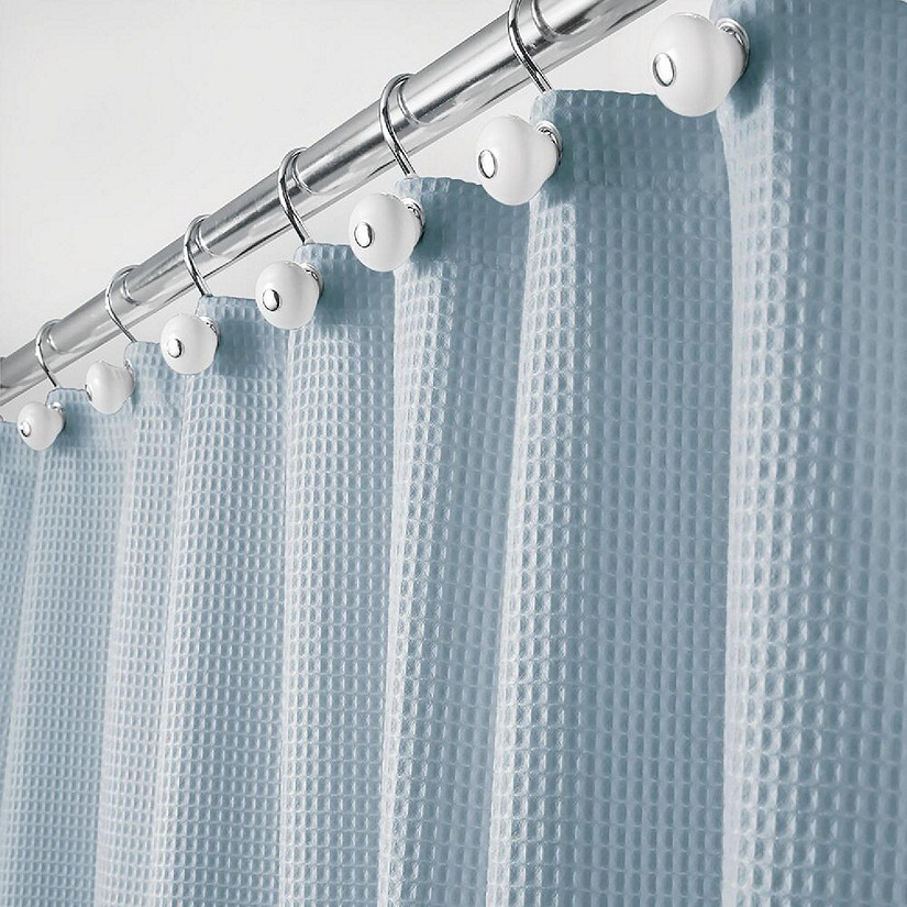 Mdesign Cotton Waffle Knit Shower Curtain For Bathroom 72 X 96 Light Blue