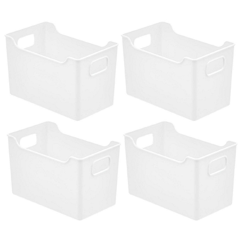 mDesign Large Plastic Divided Storage Organizer Caddy Tote with Handle,  Clear 