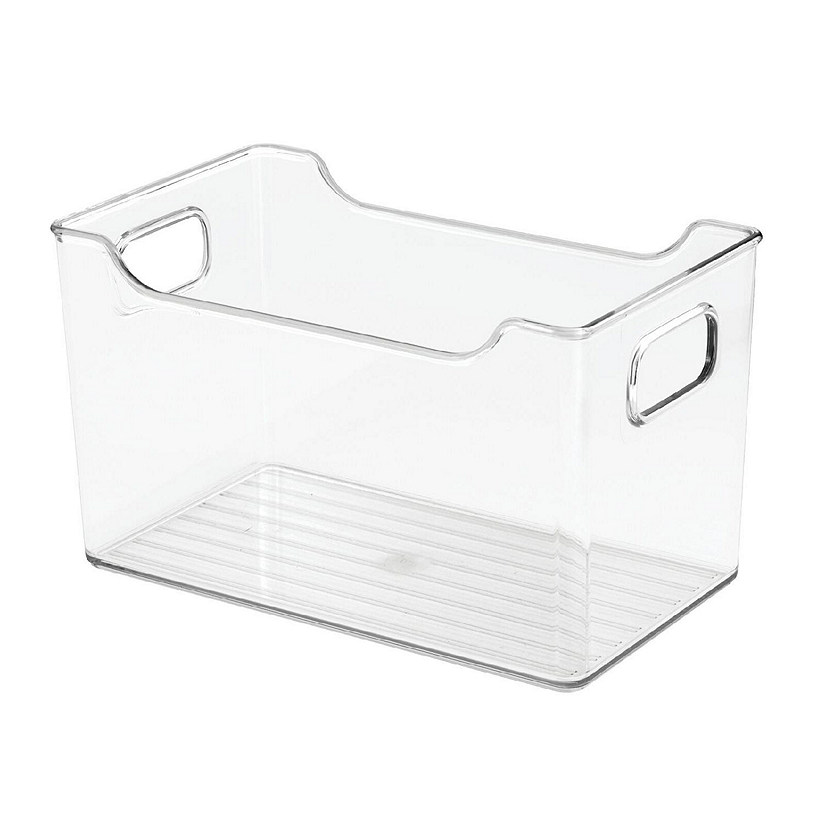 mDesign Deep Plastic Crafting Storage Organizer Bin with Built-In Handles,  Clear