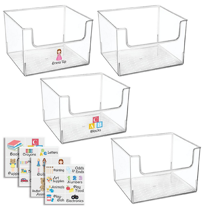 mDesign Deep Plastic Home Storage Organizer Toy Bin 4 Bins + 24