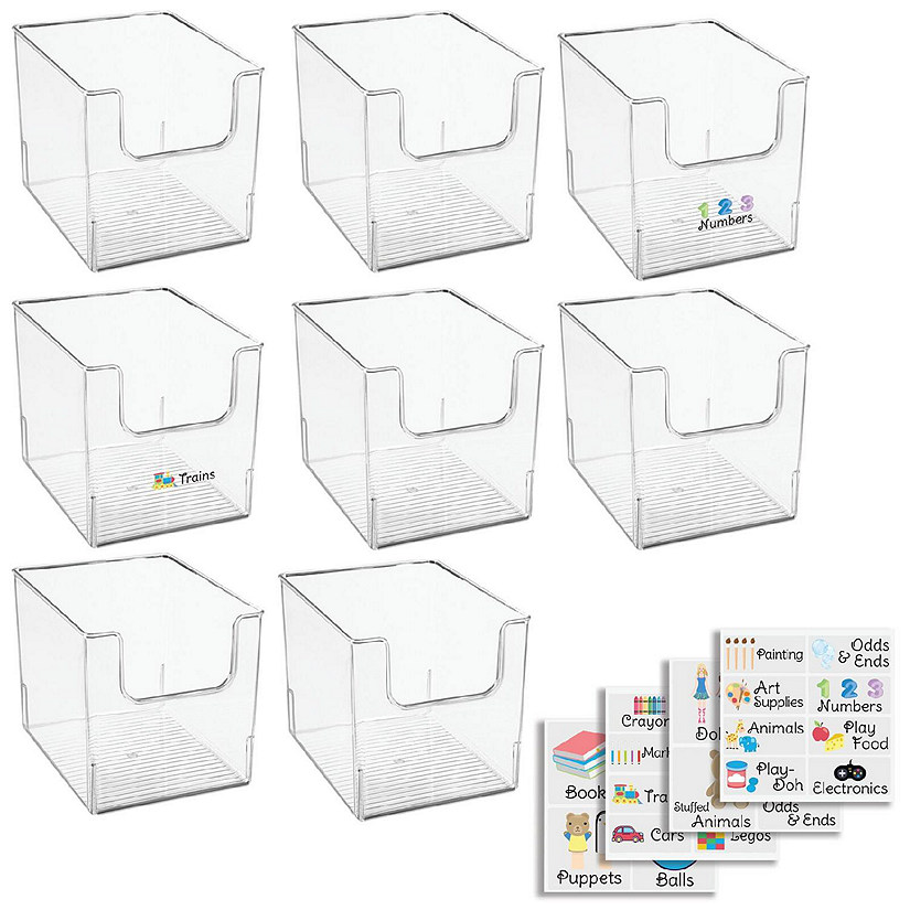 mDesign Deep Plastic Home Storage Organizer Toy Bin 8 Bins + 24