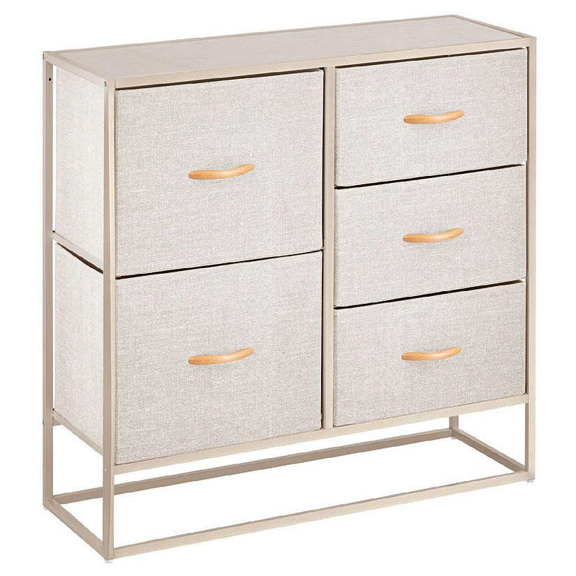 mDesign Dresser Storage Chest Organizer Unit, 5 Drawers - Cream/Gold