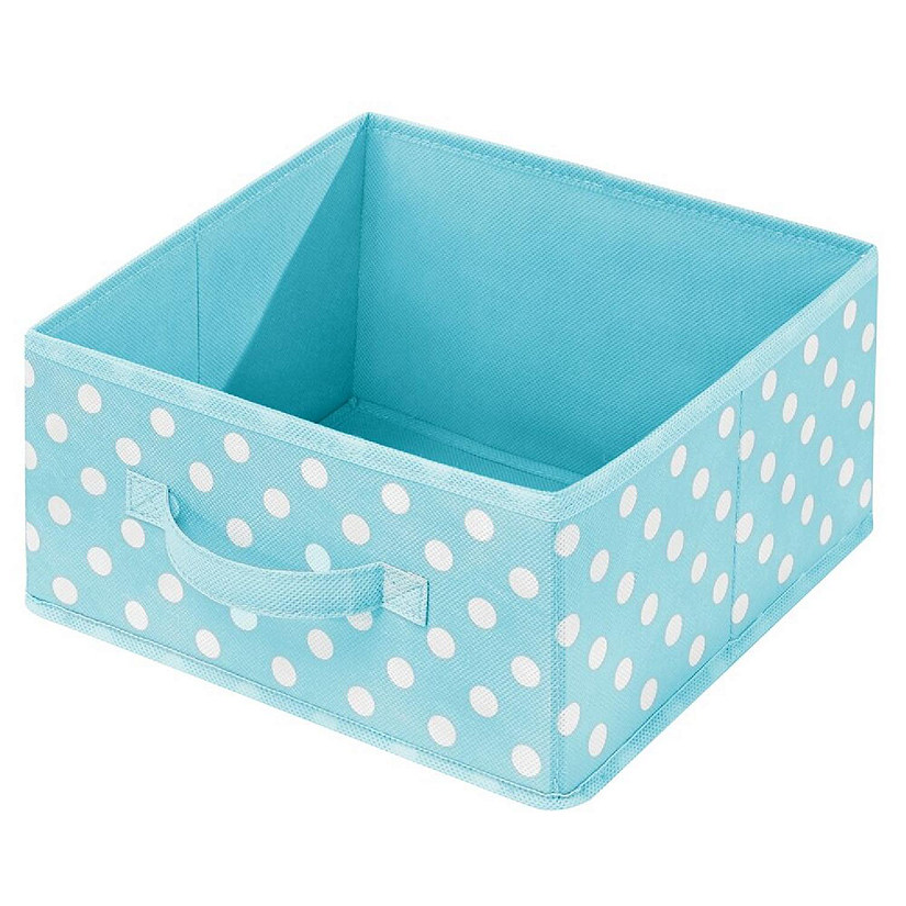 mDesign Fabric Nursery Organizer Bin Front Handle, 8 Pack, Turquoise/White Dot