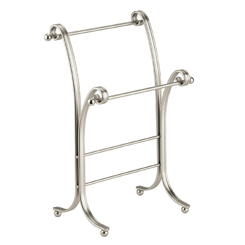 Basics Double-T Hand Towel and Accessories T-Shape Stand,  Nickel/White