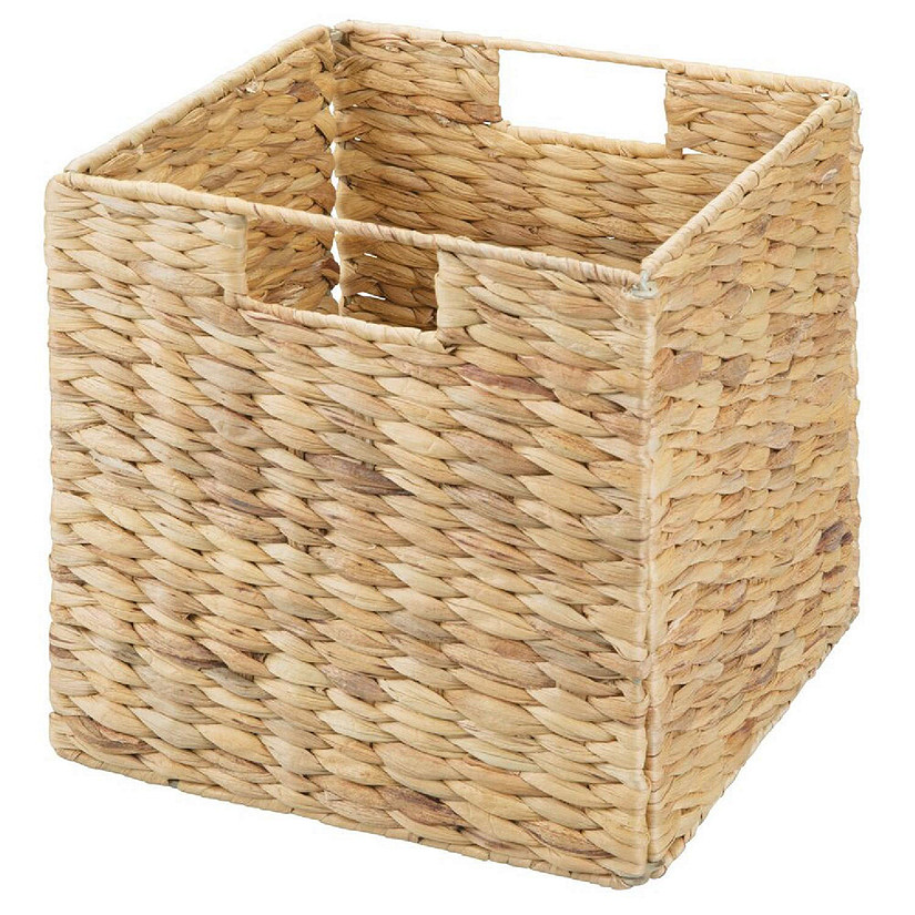 mDesign Woven Hyacinth Home Storage Basket for Cube Furniture, 4 Pack - Natural