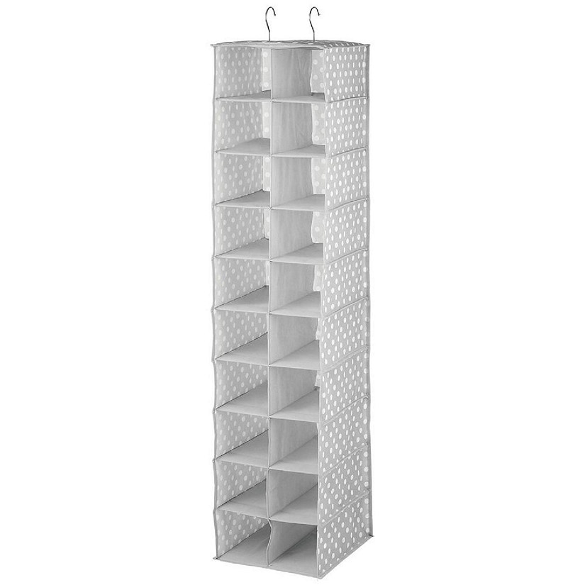 mDesign Kid Fabric Over Closet Rod Hanging Storage, 20 Shelf - Gray/White