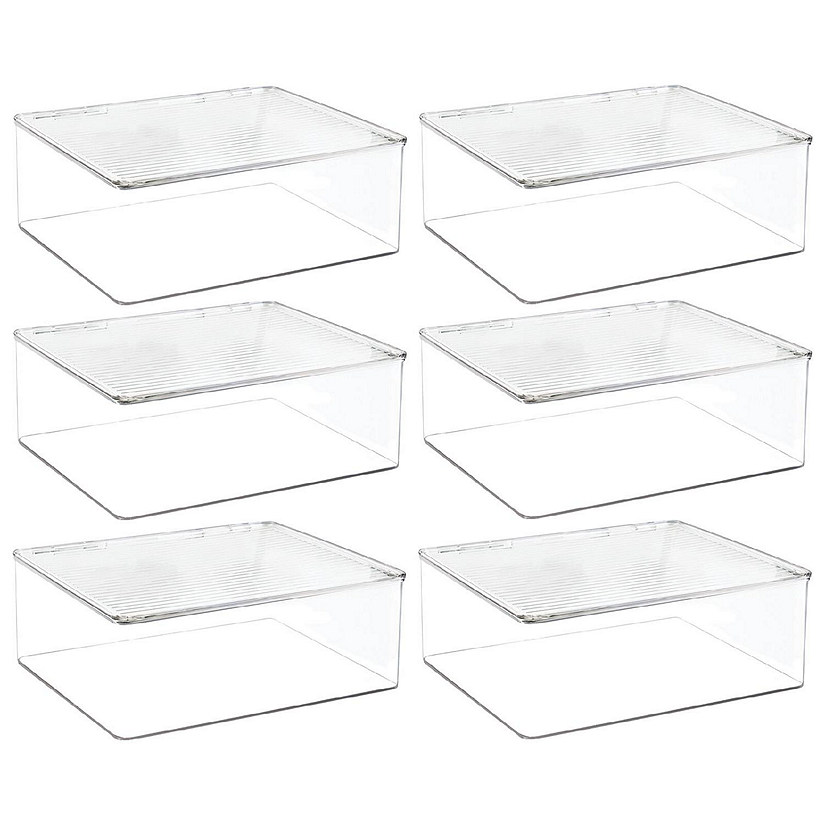 mDesign Kitchen Pantry/Fridge Storage Organizer Box Hinge Lid, 6 Pack