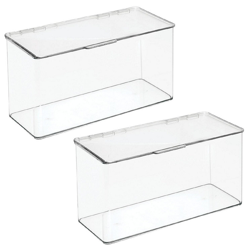 mDesign Kitchen Pantry/Fridge Storage Organizer Box, Hinged Lid, 2 Pack