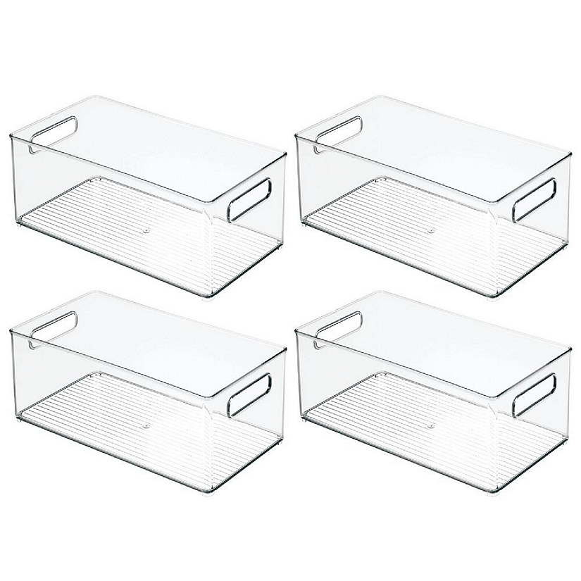 mDesign Large Deep Plastic Kitchen Storage Organizer Bin with