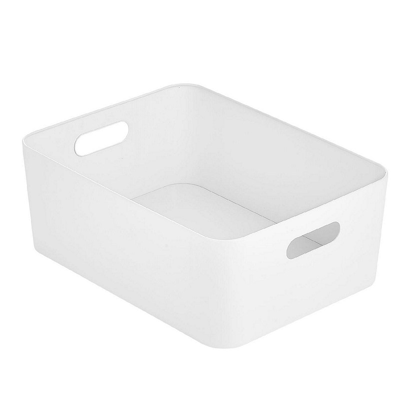 mDesign Large Metal Kitchen Storage Container Bin Basket with Handles