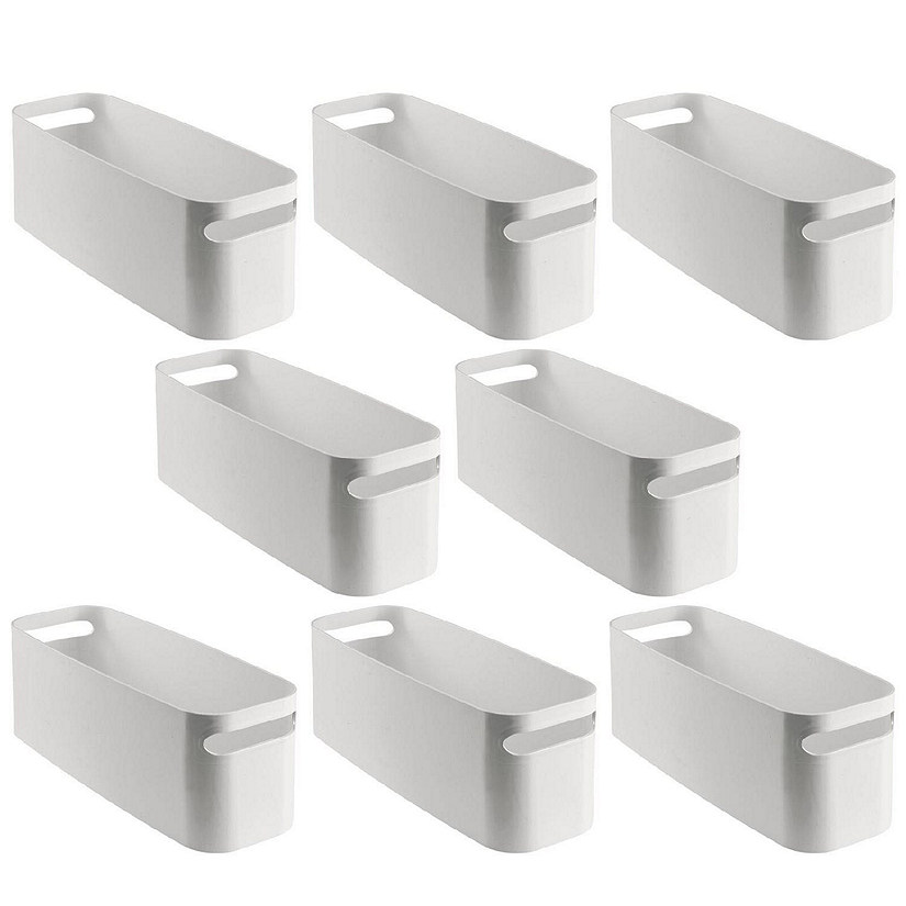 mDesign Large Plastic Bathroom Storage Bin, Handle, 16" Long, 8 Pack