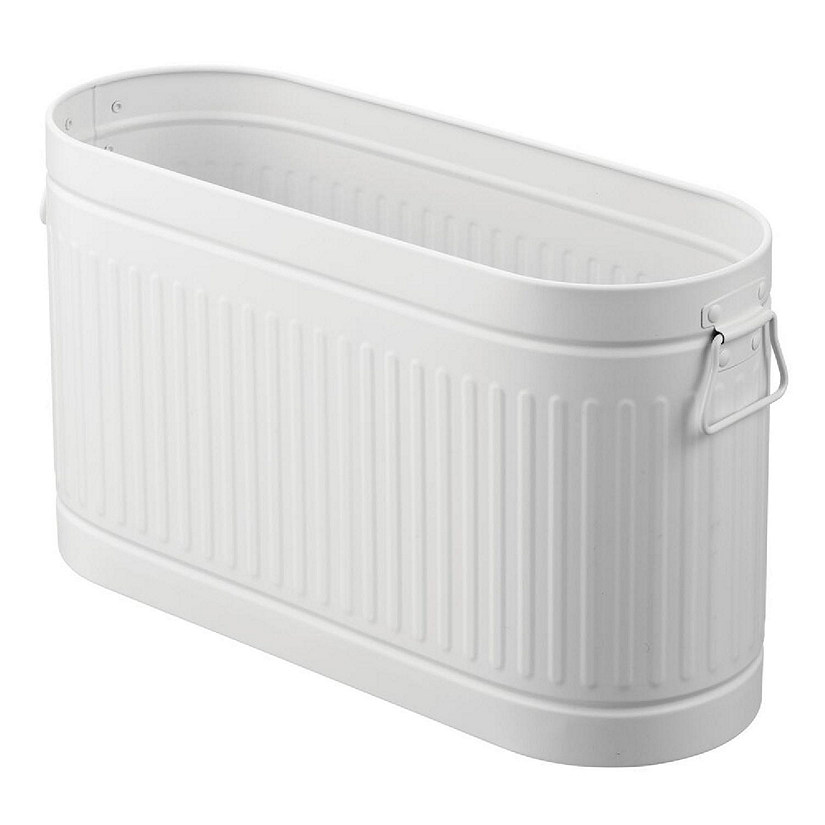 mDesign Large Steel Toilet Paper 6-Roll Bathroom Organizer Bin Box, White 