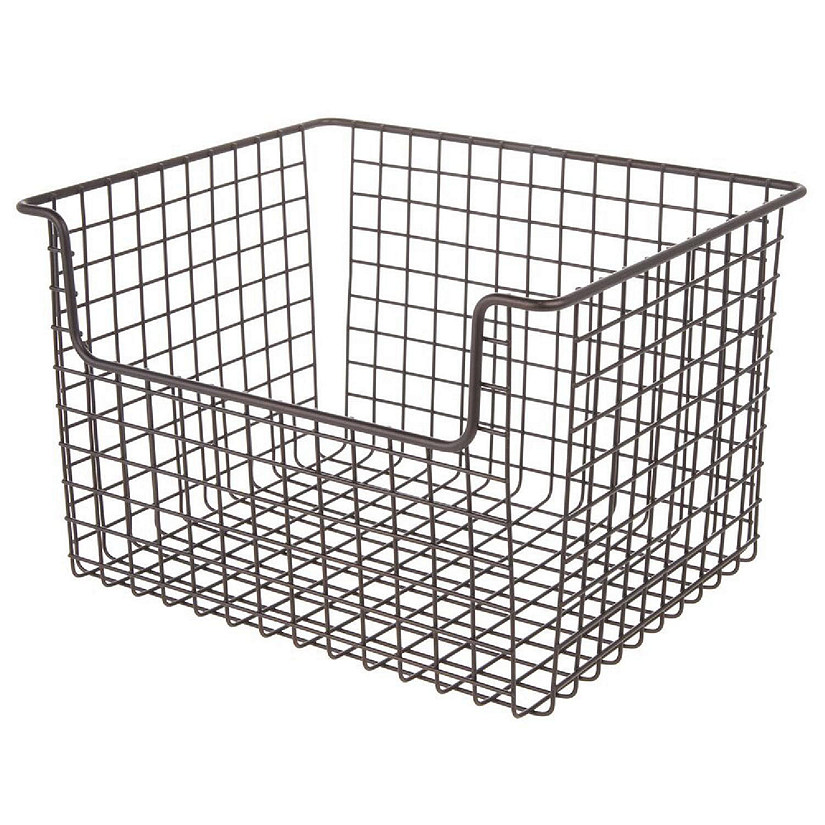mDesign Metal Kitchen Food Storage Basket, Open Front, Large, 8 Pack