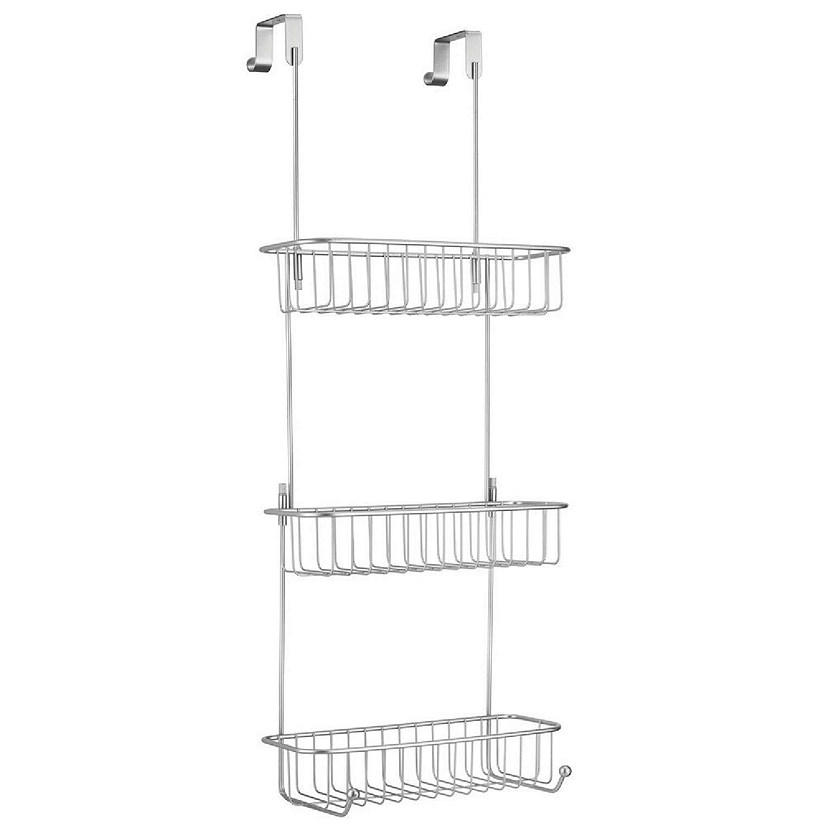 Mdesign Wide Metal Over Door Hanging Shower Caddy, 2 Hooks/baskets