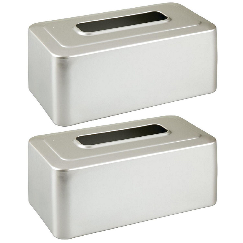 mDesign Metal Tissue Box Cover, Rectangular Holder for Storage, 2 Pack