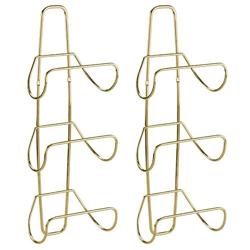 mDesign Metal Wall Mount Towel Organizer Rack, 3 Shelves, 2 Pack Soft