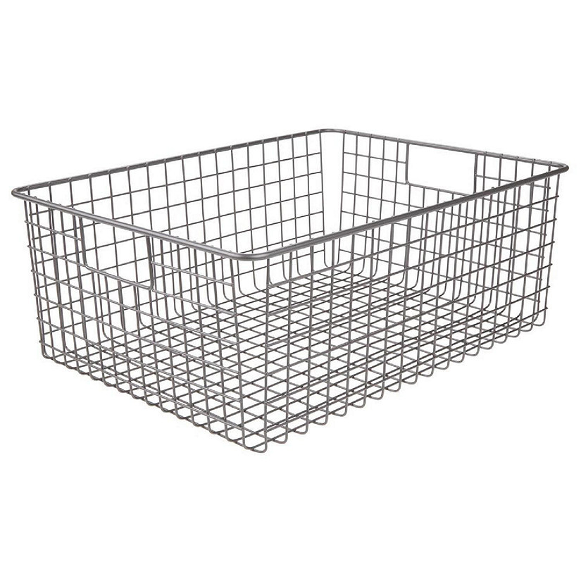 mDesign Metal Wire Food Organizer Basket, Built-In Handles, 8 Pack, Dark  Gray