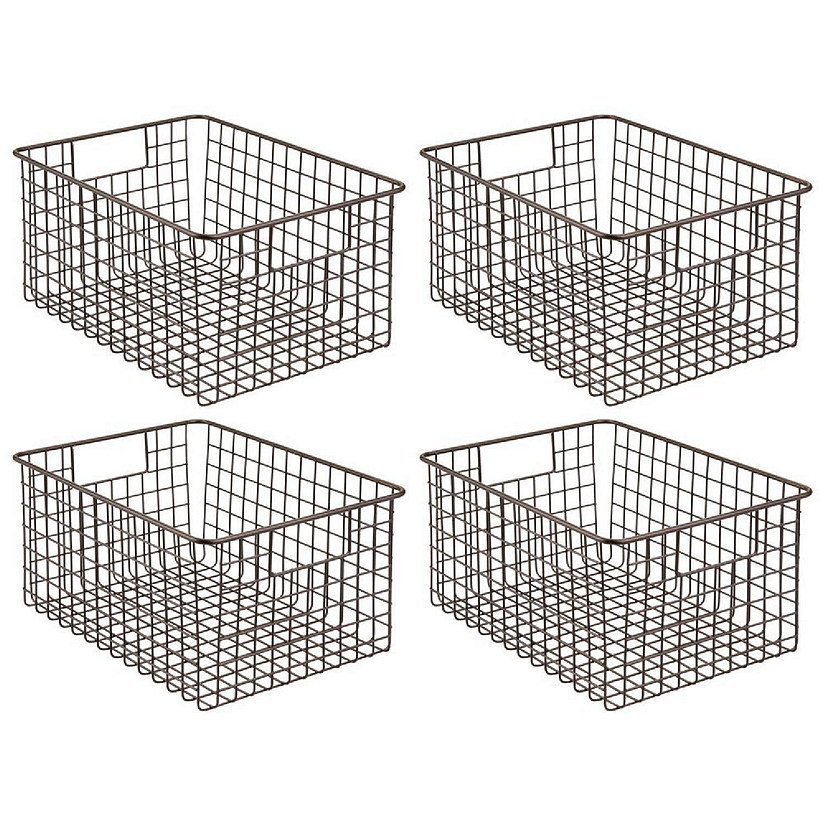 MDesign Metal Wire Food Organizer Basket with Built-In Handles