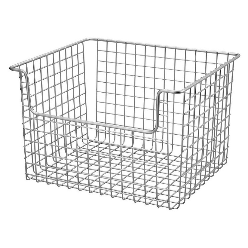 mDesign Large Stackable Metal Wire Food Baskets with Open Front