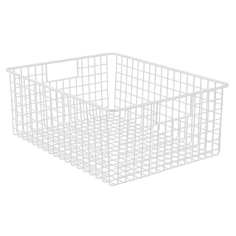 Oceanstar Stackable Metal Wire Storage Basket Set for Pantry, Countertop, Kitchen or Bathroom - Black (Set of 3)