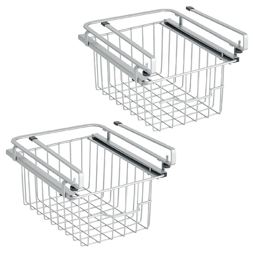 mDesign Metal Wire XS Sliding Under Shelf Kitchen Storage Basket, 2
