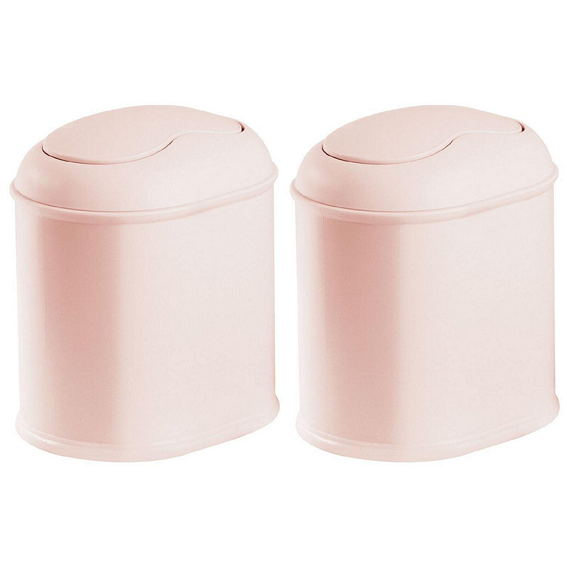 mDesign Mini Trash Can with Swing Lid for Bathroom Vanity, 2 Pack