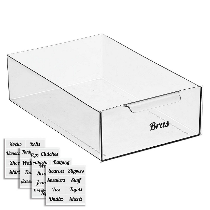 mDesign Modern Plastic Drawer Organizer for Clothes + 32 Adhesive