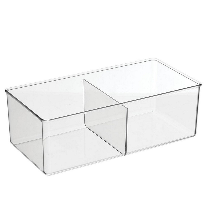 mDesign Plastic 2 Section Divided Closet Storage Bin Clear