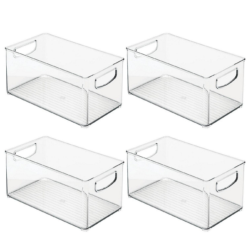 mDesign Plastic Baby Food Storage Organizer Bin with Handles, 4 Pack, Clear