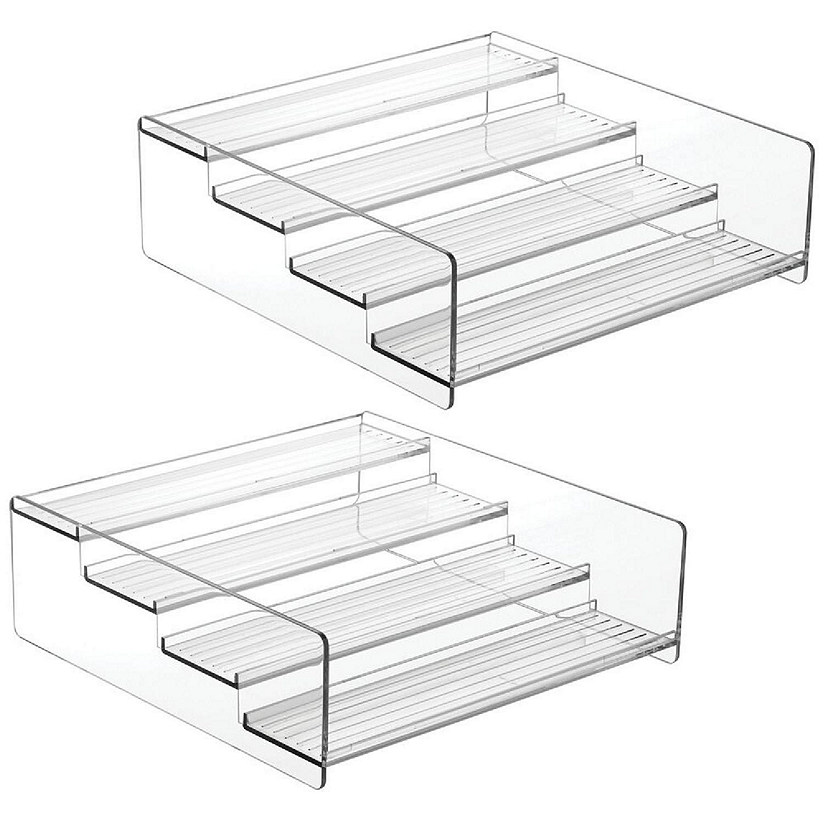 mDesign Plastic Bathroom Medicine Organizer, 4 Level Shelf, 2 Pack - Clear