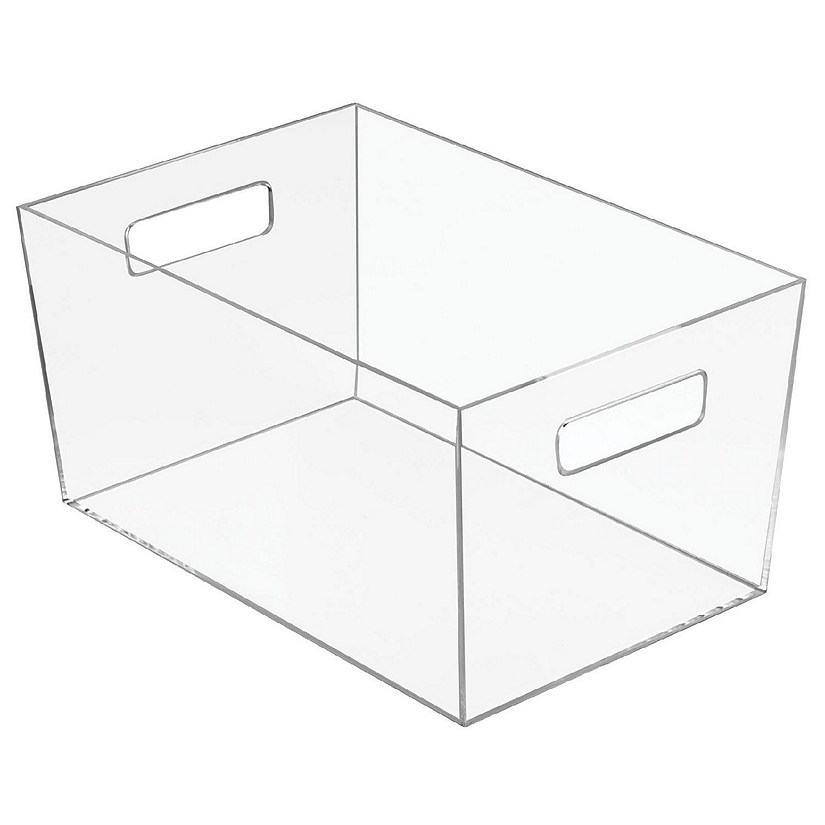 mDesign Plastic Bathroom Organizer Storage Bin, Handles, Large Clear